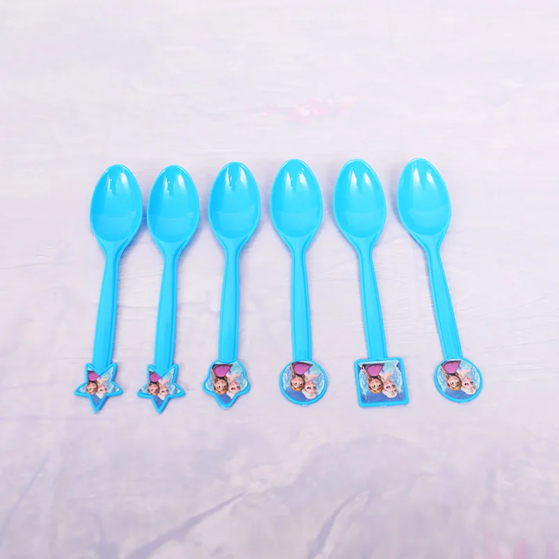 6pcs Spoon 1 шт Замороженные вечерние принадлежности, принадлежности для карт, одноразовые скатерти, детские украшения на день рождения - Цвет: 6pcs Spoon