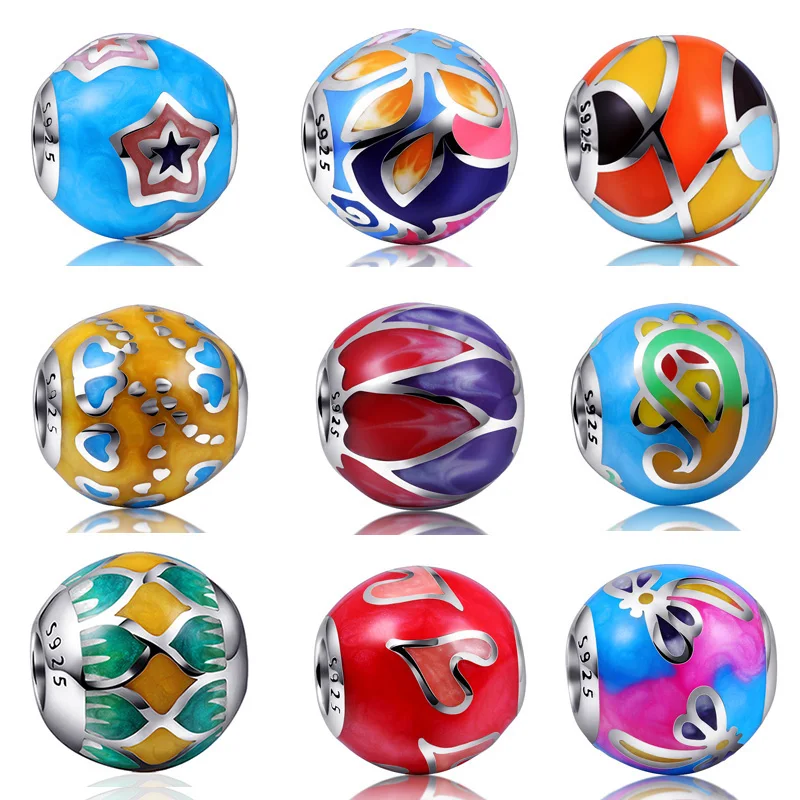 

Fit Authentic European Bracelet Silver 925 Original High Polishing Color Enamel Charms Beads DIY Fashion Jewelry For women gift