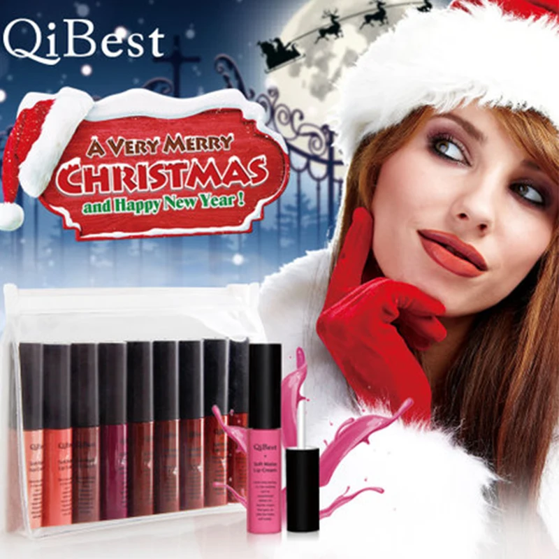 9 Pcs/Set Lip Gloss Matte Liquid Lipstick Set Christmas Present Lip