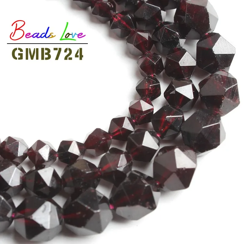 

Natural Stone Faceted Garnet Loose Spacer Beads For Jewelry Making Pick Size 6 8 10mm DIY Bracelet Necklace Jewellery 15 Inches