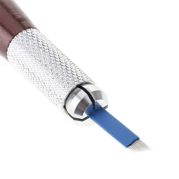 

50Pcs Blue Manual Embroidered Eyebrow Makeup Tattoo Bevel Blade 14 Needles Sharp(not including pen)