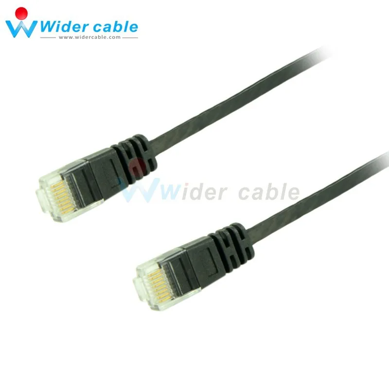 ultra slim flat CAT6 ethernet cable smooth jacket black color