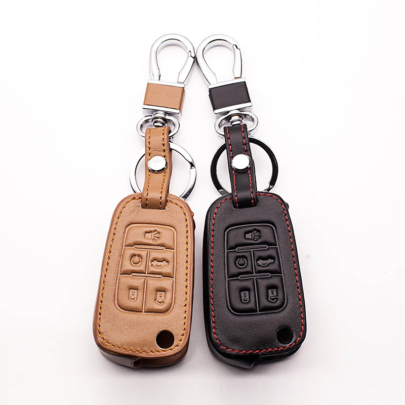 

Exquisite Genuine Leather Car Key Cover Case Shell Bag For Chevrolet CRUZE CAPTIVA CHEVY XL EPICA camaro AVEO CAVALIER sail