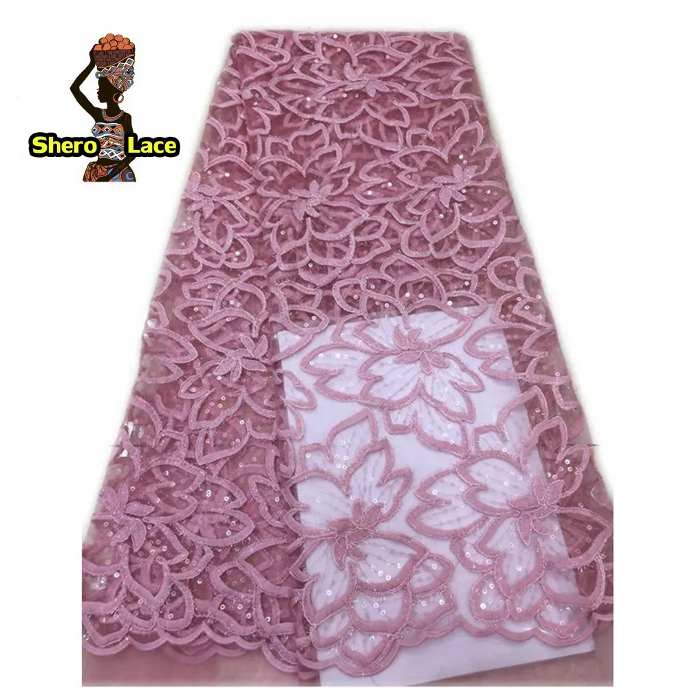 Сгоревшая оранжевая нигерийская кружевная ткань африканский кружево с блестками ткани гипюр Французский Тюль кружевная ткань для Asoebi платье - Цвет: Color 6
