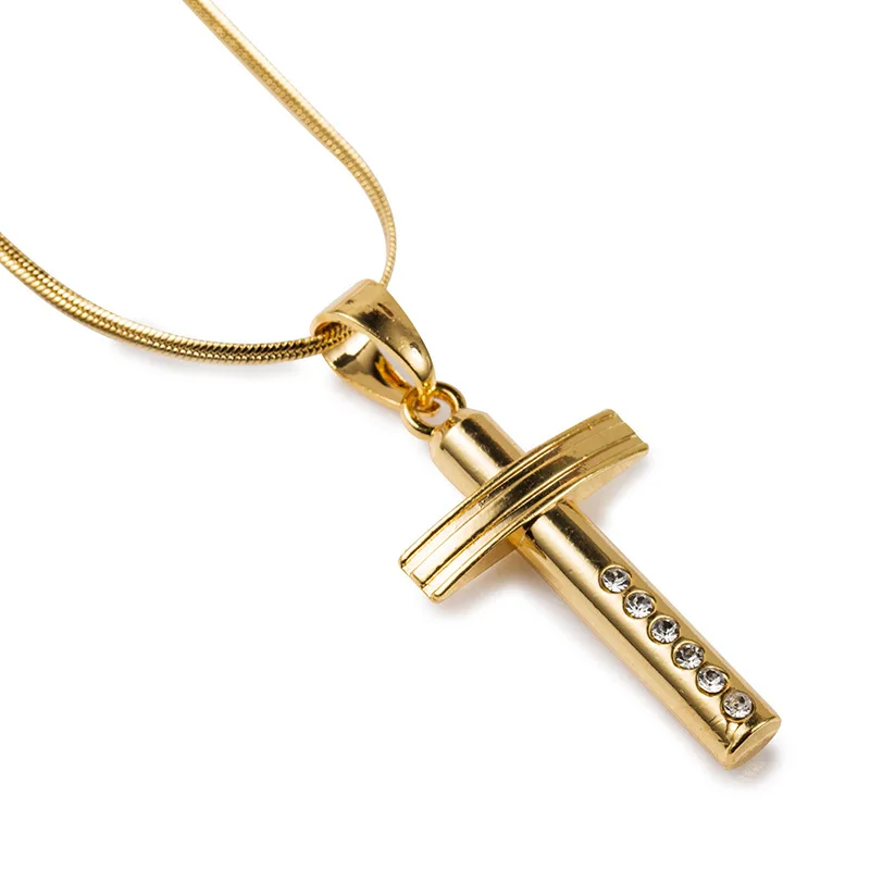 

Simple Cross Pendant Necklace Rhinestone Bling Mens Womens Hip Hop Jewelry