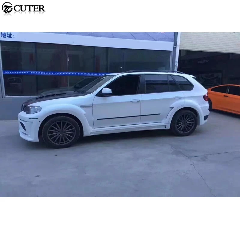 X5 E70 A Стиль FRP Неокрашенный Комплект кузова переднего бампера заднего бампера боковые юбки крылья колеса брови для BMW E70 X5 08-13