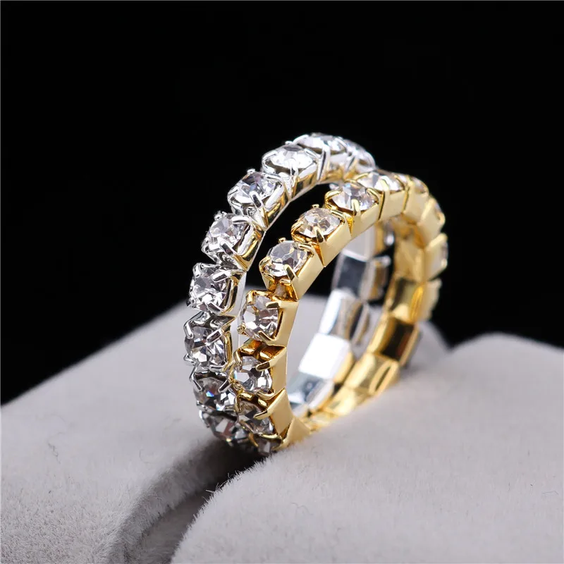 

Resizable Ring Elastic Stainless steel 316 L Silver/Gold Ring CZ Crystal zircon ring 3mm gifts For Women Gift Party jewery