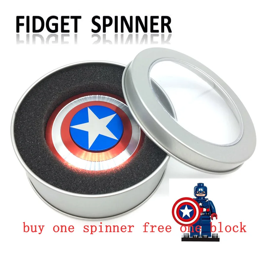 

Fidget Spinner Metal Finger Spinner Captain America Shield Marvel Toy Tri Hand Spinners Puzzle beyblade Bearing Superheroes