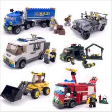 

Single Sale Truck Engineering City Fire Truck Bulldozer Ambulance Building Blocks Bricks Education Toys For Children Gift