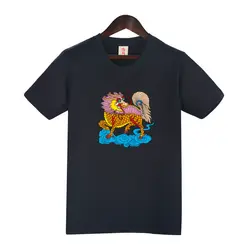 Хлопковая футболка с короткими рукавами и принтом китайского дракона, нижнее белье с короткими рукавами и круглым воротником, новинка 2019