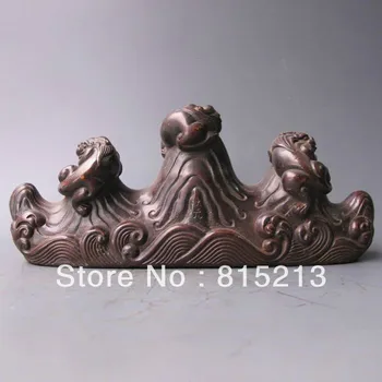 

wang 00012 Chinese Bronze Statues&Waves w QianLong Mark NR