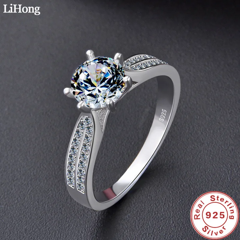 Роскошное ювелирное имитационное бриллиантовое кольцо 925 пробы Серебряное кольцо женские высокие ювелирные изделия обручальное блестящее кольцо