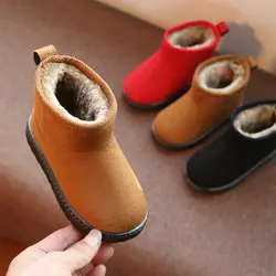 Детские зимние теплые ботинки на резиновой подошве для маленьких девочек для маленьких мальчиков замшевые зимние ботинки анти занос
