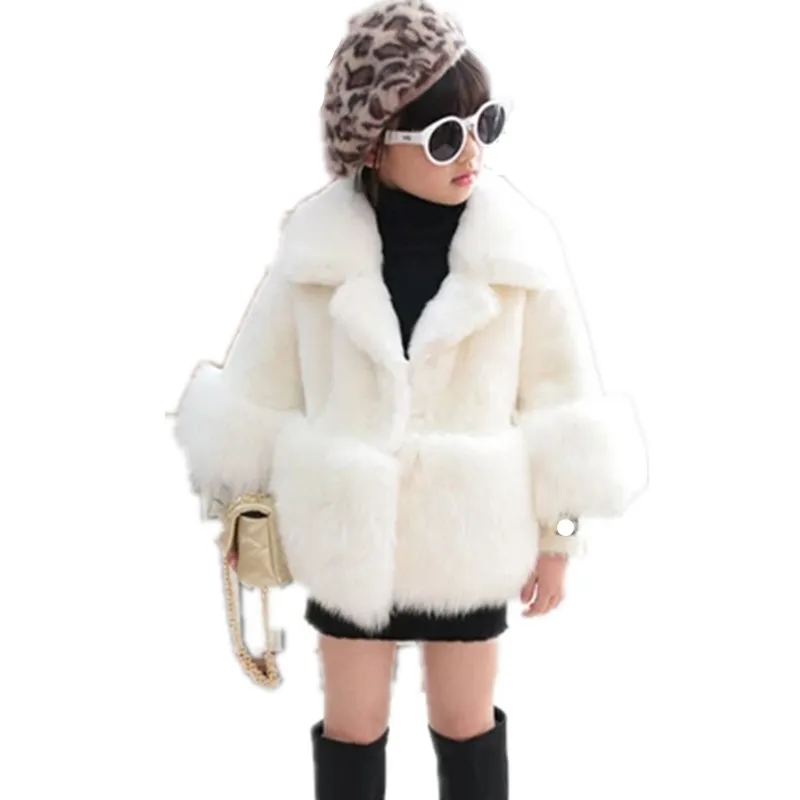 Furry 2018 Children Faux Fur Coat Baby Girl Autumn Winter Warm Short