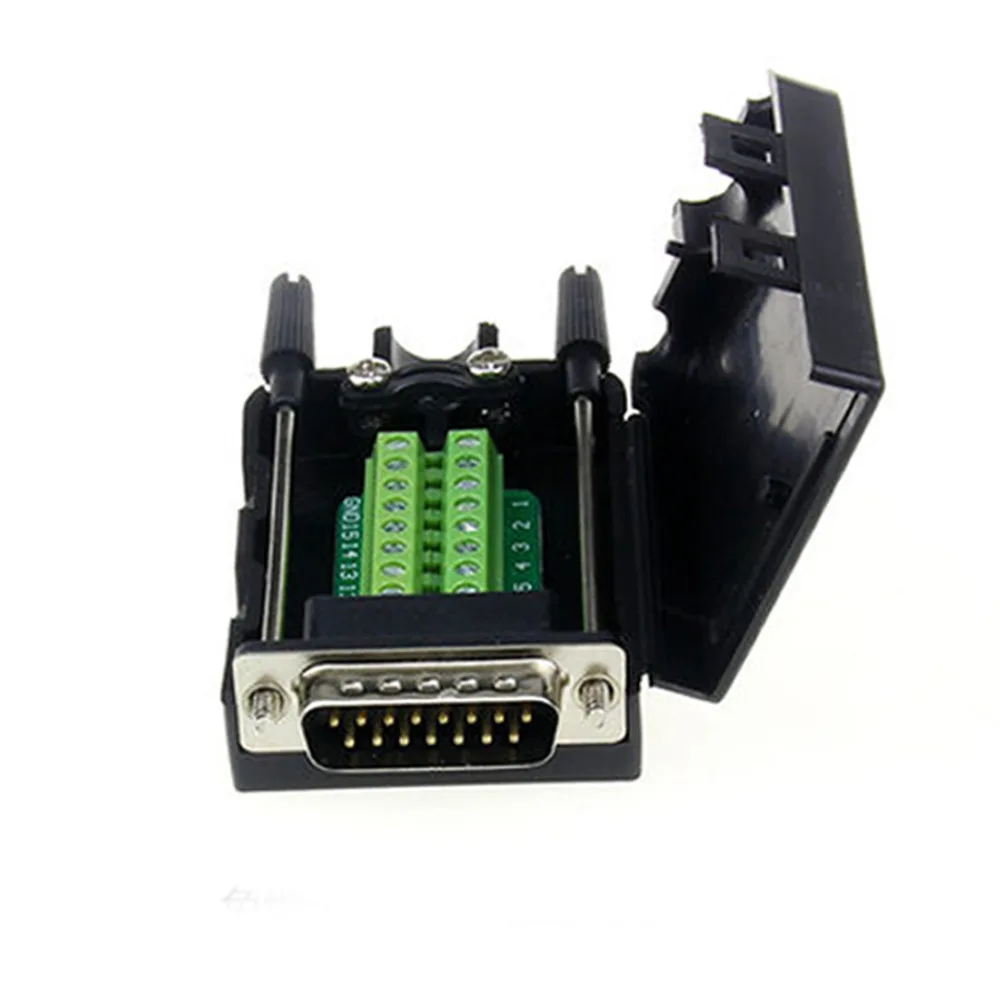 1Pcs D SUB DB15 VGA Male 2 Rows 15Pins Plug To Terminal Breakout Board Connectorsin AC/DC