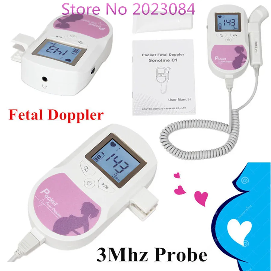 

FREE Shipping CE&FDA 3MHZ Probe Sonoline C1 Pocket Fetal doppler LCD Screen Free Gel Pregnant Women Home/Hospital