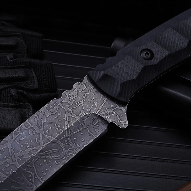 Outdoor self-defense field high hardness saber wilderness survival fruit knife small straight cutting tool not sharp etched