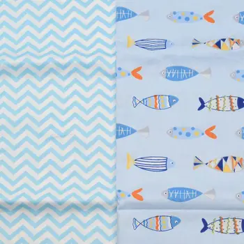 

Cartoon Fish Print 100% Cotton Twill Fabric Patchwork The Cloth Tissue Tilda For Diy Sewing Craft Bedding Home Textile Material