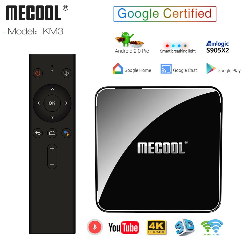 MECOOL KM3 ATV Android 9.0 Google Certified Android TV Box 4GB 64GB ...