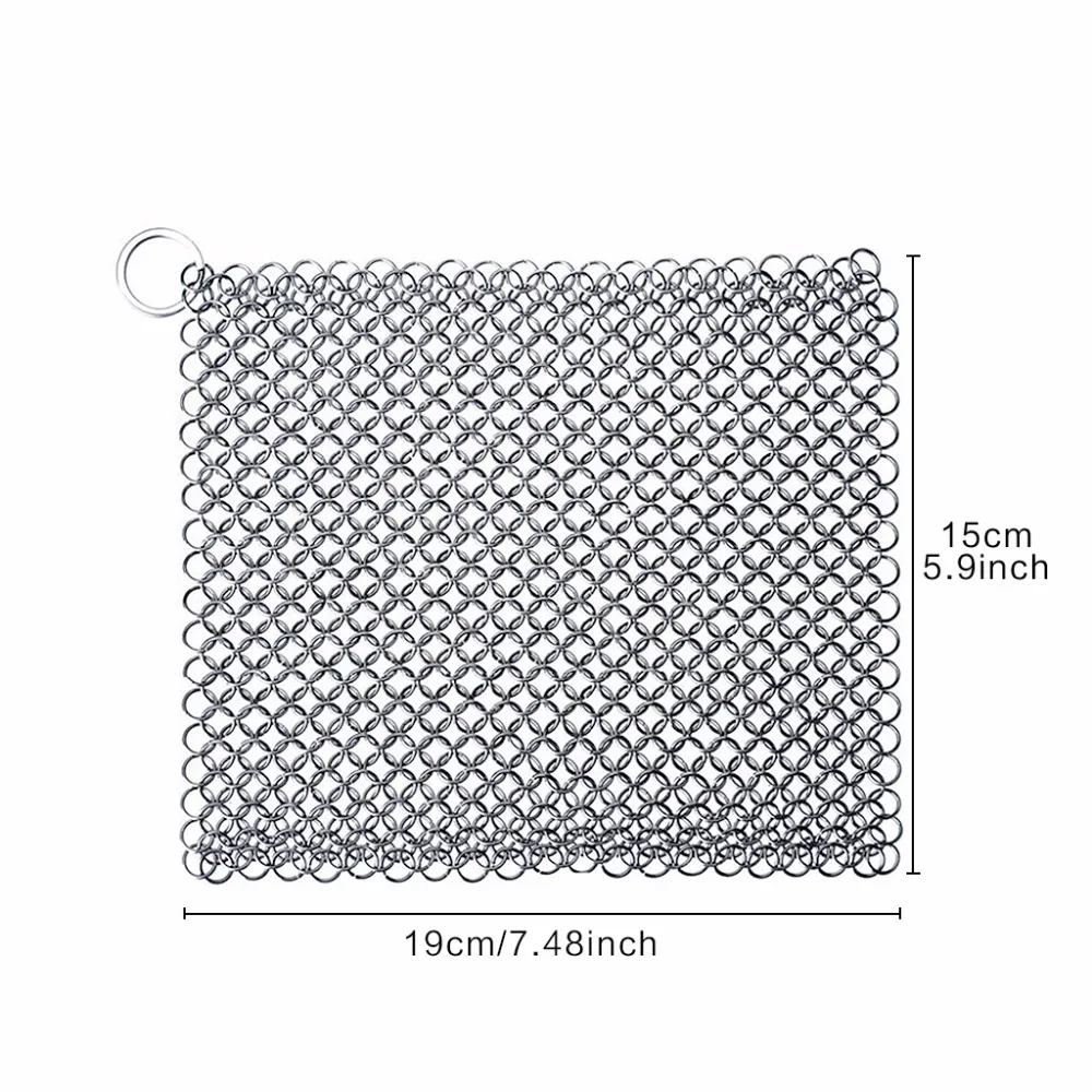 Stainless Steel Chainsmail Cleaner Kitchen Cookware Cleaning Tool for Cast Iron Pan  (8)