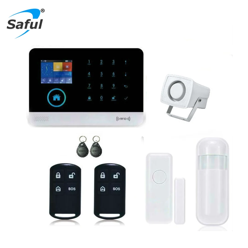 Saful WIFI GSM Alarm Systems WIFI+GSM+GPRS Function Home Security Protection Automation GPRS WIFI GSM Alarm System Free shipping