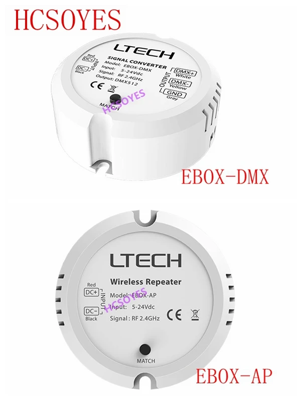 

LTECH 2.4GHz RF EBOX-AP/EBOX-DMX DMX Signal Converter Wireless Repeater 5v ~ 24V DC For LT-BUS Wireless Communication Protocol