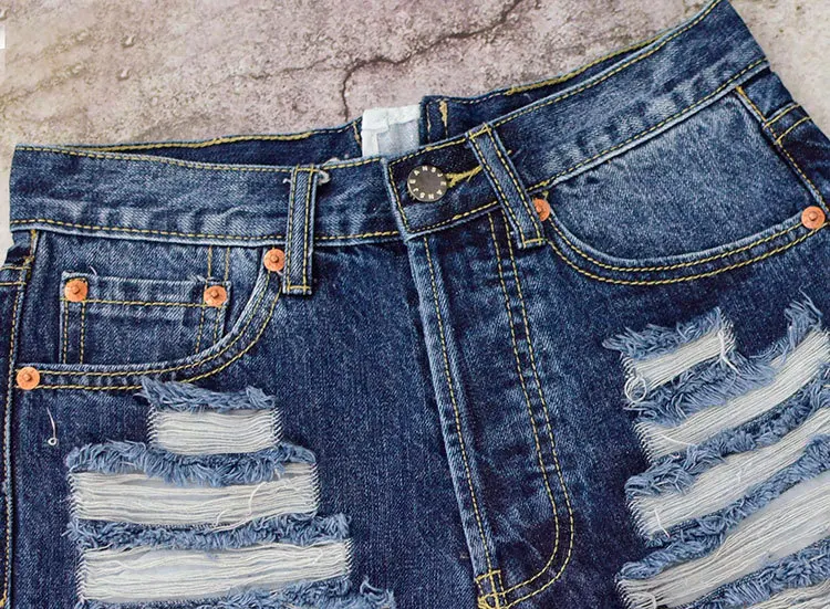 Летние Размеры Молния сзади Для женщин Джинсовые шорты Высокая Талия рваные DISTRESSED CUFFED Джинсовые шорты женские джинсы короткие