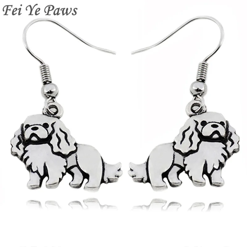 

Fei Ye Paws Cute Cavalier King Charles Spaniel & English Toy Spaniel Dog Long Drop Earrings For Women Girls Pet Lover Party Gift