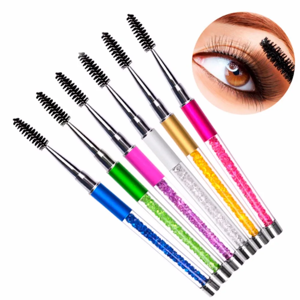 Rhinestone Acrylic Handle Makeup Eyelash Mascara Brush Spiral Wands Applicator Toolin Eye