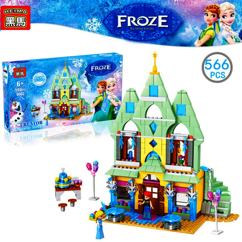 566 шт. Кукольный дом игрушки Frozen для детей сборка пластиковые строительные блоки принцесса замок детские развивающие игрушки