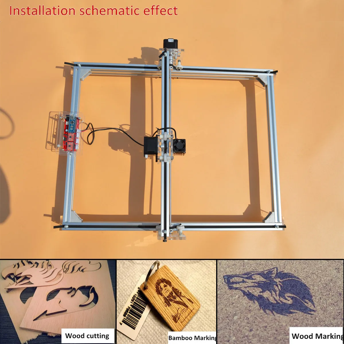 

40X50CM DC 12V 2500mW DIY Desktop Mini Laser Cutting/Engraving Machine Printer Carving with Laser Goggles