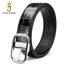 FAJARINA Design Quality Crocodile Striped Cowskin Leather Pin Buckle Belts for Men Men’s All-match Belt Jeans 3.3cm Wide LUFJ637