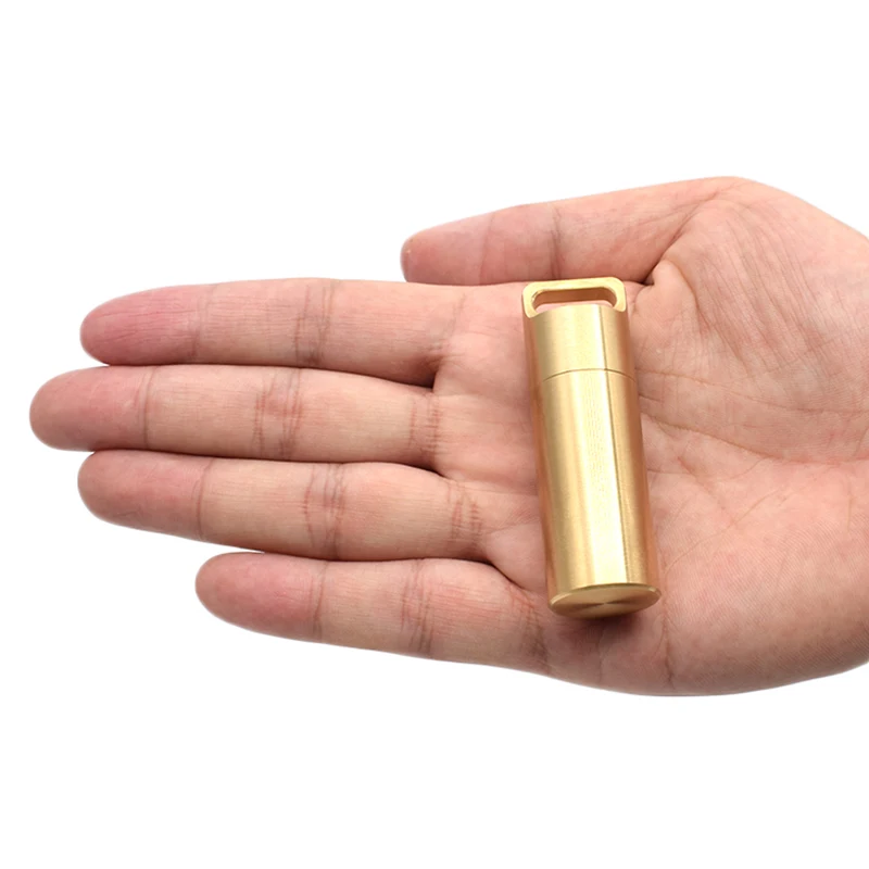 1 Set Waterproof Capsule Seal Bottle With Hanging Chain Outdoor EDC Survival Pill Box Container First Aid Emergency Pills Tank