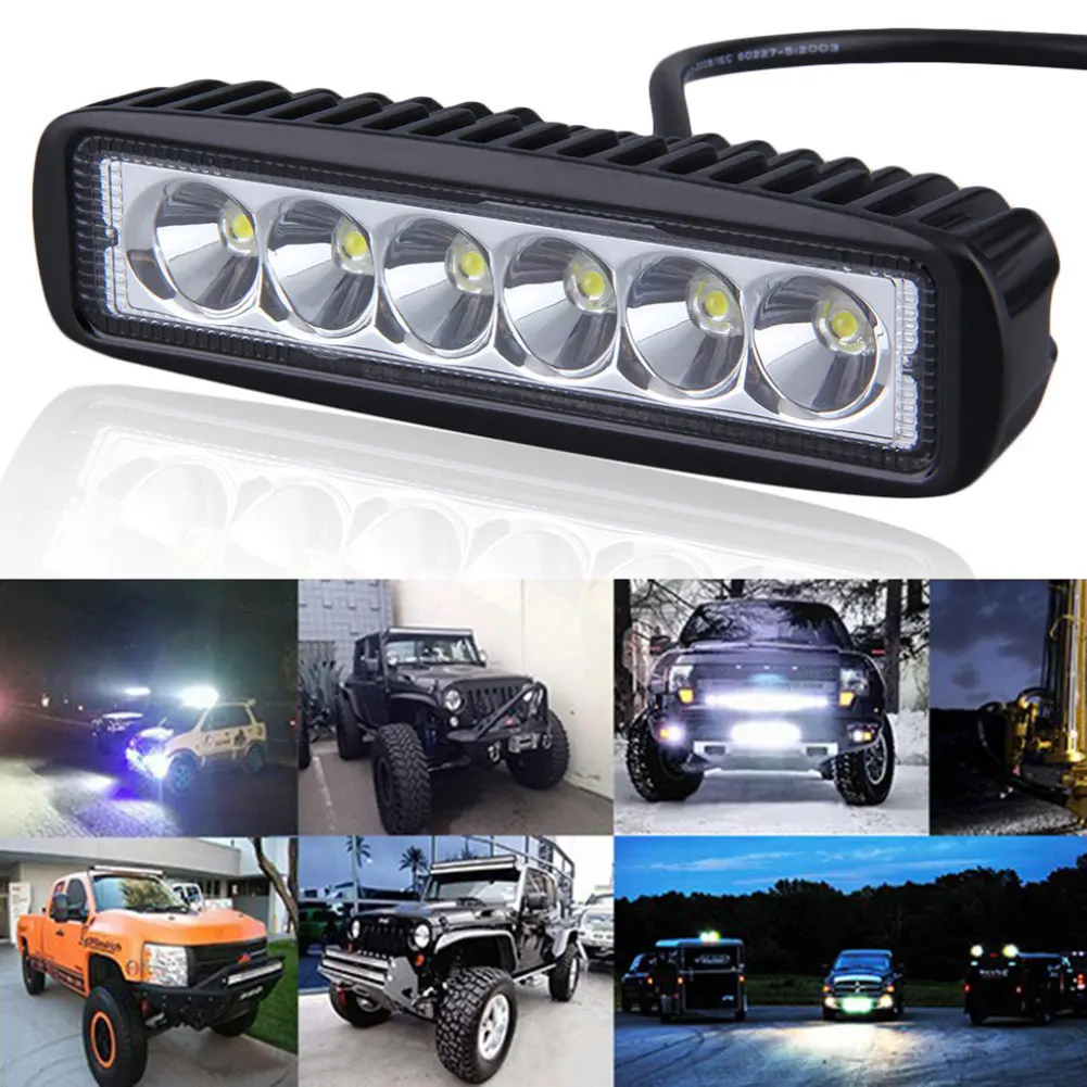 

Do Prom 18W LED Car Work Light Spot/Flood Lights White Driving Fog Led Work Bar Lamp for Offroad SUV Car Boat Truck 2017