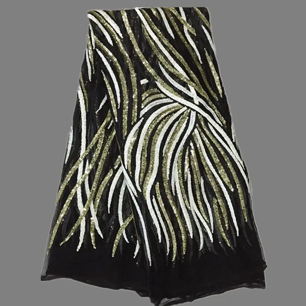 5 ярдов/шт высокого качества французский черный чистая кружевная ткань с золотом+ белый+ черные блестки для платья FN10-1