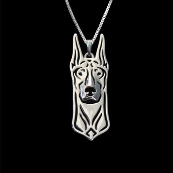 

Doberman dog jewelry - plate gold and silver dog pendant and animal necklace