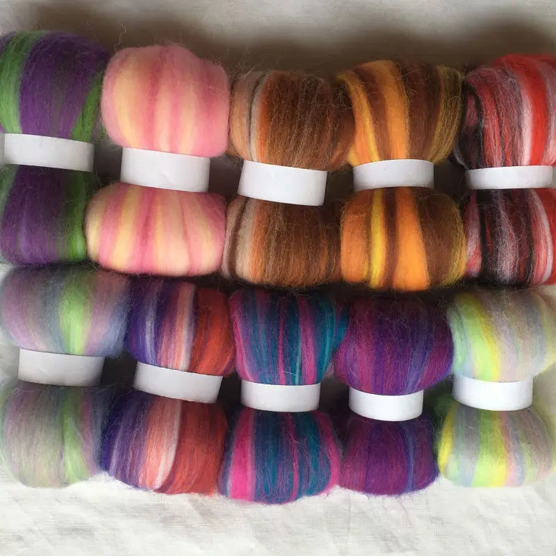 10colors Australia sheep 100% wool fiber needle felting wool for felt roving 10g/20g/50g/100g/color felting wool fibre