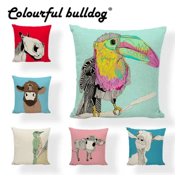 

Wholesale Yellow Giraffe Owl Horse Cushion Cover European Cat 45*45cm Donkey Bird Owl Throw Pillow Case Decor Home Office Couch