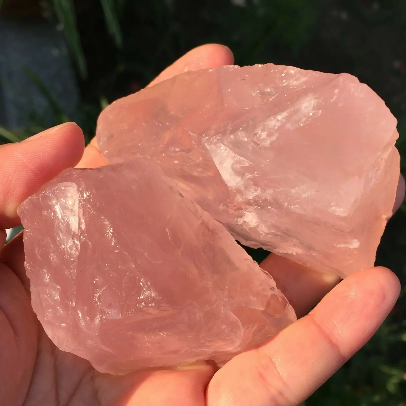 

100g 2pcs Natural Pink Rose Quartz Crystal Rough Gemstone Specimen