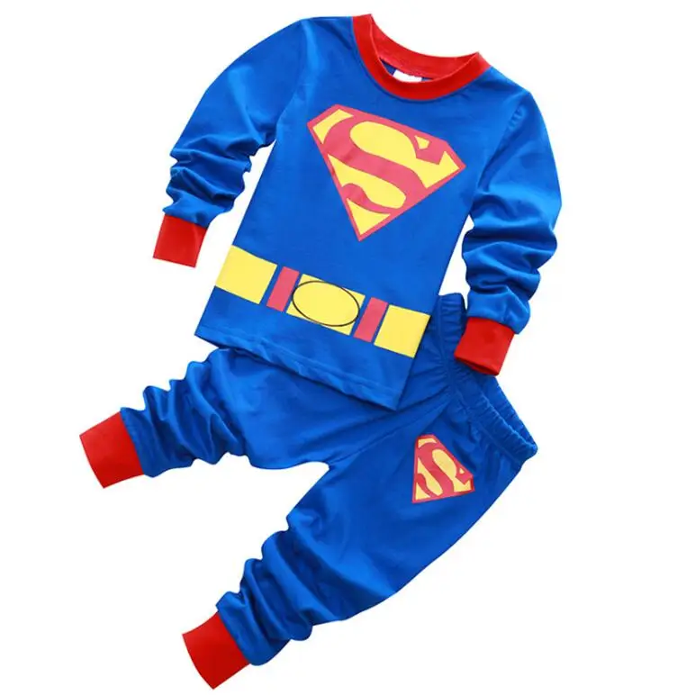 

Low Price Brand cartoon Superhero superman boys Pajamas Toddler Boys Sleepwear Suit for Children Boys gifts 2pcs Clothes sets