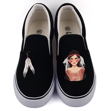 Ретро индейское племя печатных холст женская обувь Лоферы Индеец дизайн низкий Топ Повседневное слипоны взрослых молодых теннисная обувь Zapato