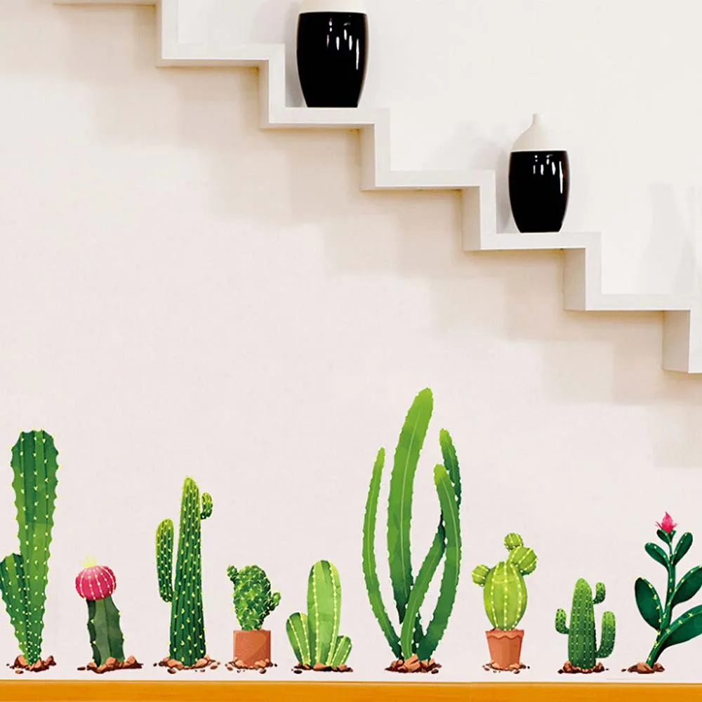 

Cactus Plant Design Wall Sticker TV Sofa Art Background Wall Stickers Home Decor Living Room 3D Wall Decal Autocollant Mural