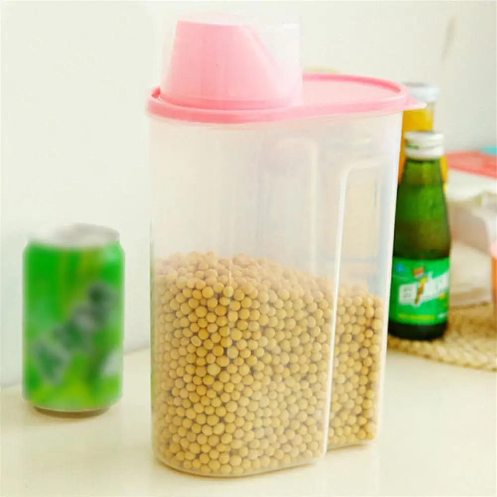 2.5L PP коробка для хранения еды прозрачный набор пластиковых контейнеров с крышками для заливки кухонных бутылок для хранения сухих зерен баночки - Цвет: pink