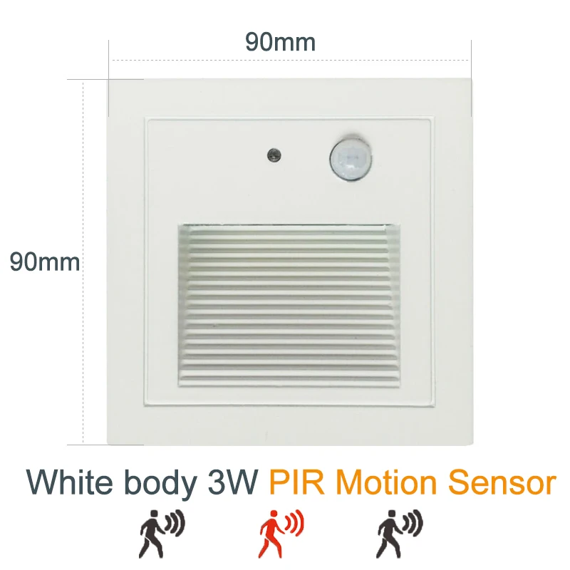 PIR датчик движения 3 Вт Светодиодный светильник для лестницы со встроенной коробкой алюминиевый ступенчатый светильник s наружный светодиодный настенный светильник водонепроницаемый IP65 ZBW0005 - Испускаемый цвет: White-PIR Sensor