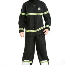 Взрослого человека черный Форма пожарного пожарников на Хеллоуин Косплэй нарядное платье