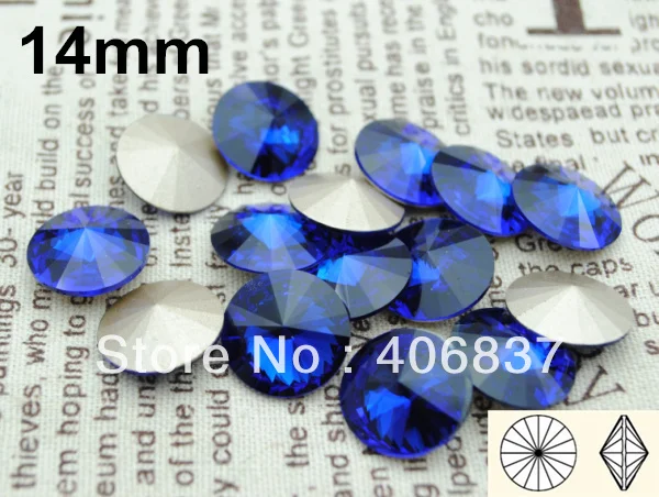 

100pcs/Lot, 14mm Cobalt Crystal Rivoli, Free Shipping! Chinese Top Quality Crystal Rivoli