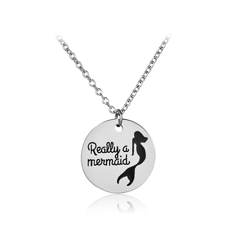10pcs / lot New Deisign Really a mermaid Pendant Necklace Fashion Round Shaped Necklace For Women or girls