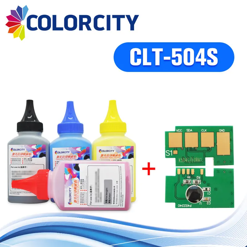 Совместимый clt 504s Заправка тонера порошок + чип для Samsung CLT K504S Xpress C1810 C1810w CLP 415nw C1860fw