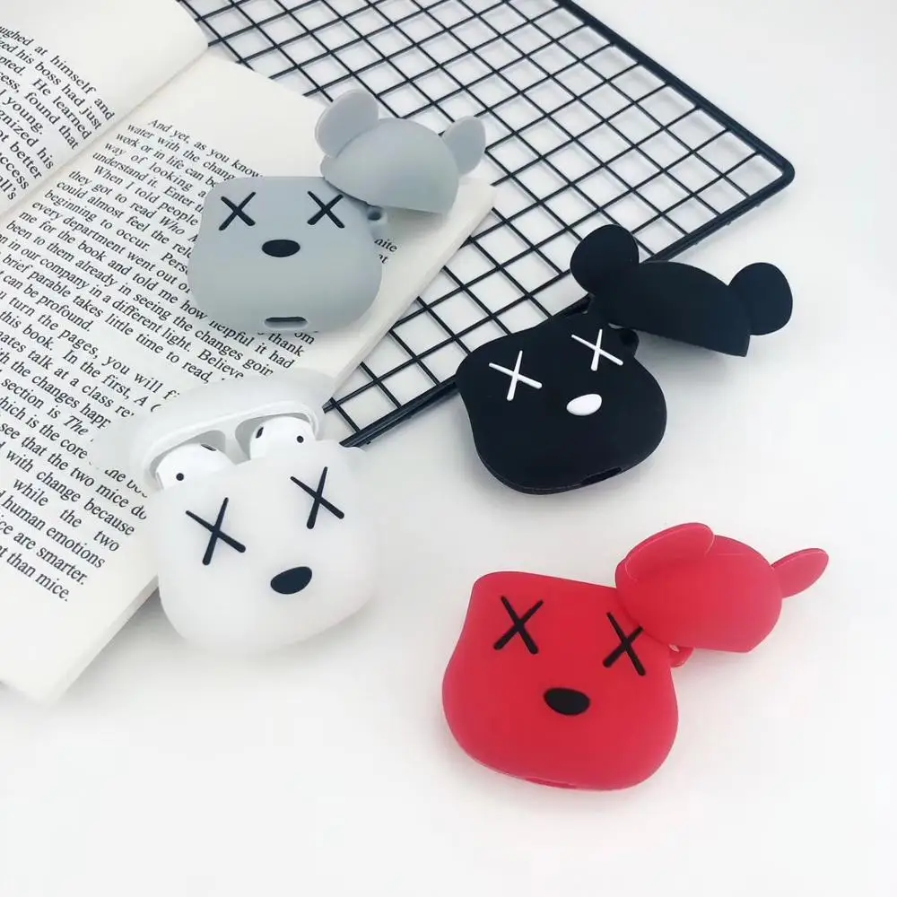 High Quality Silicon Cute Cartoon violent bear Soft Bluetooth Wireless Earphone Cases for Apple AirPods 1/2 Earphones Box