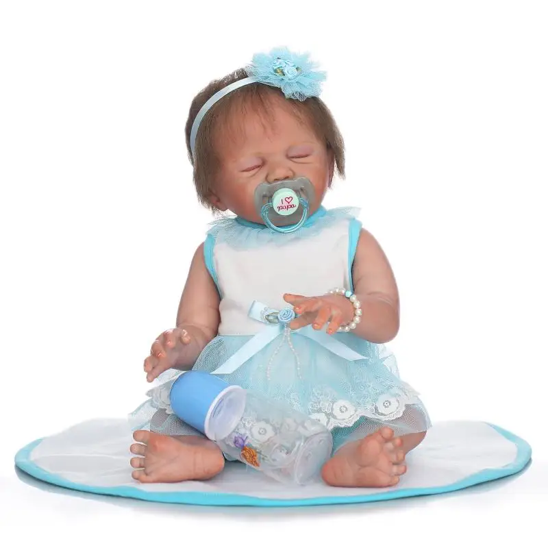 

50cm Rebron Baby Doll Toys Handmade silicone Doll Lifelike Reborn Babies Doll Sleeping Girl Doll Bedtime PlayHouse Toy For Child